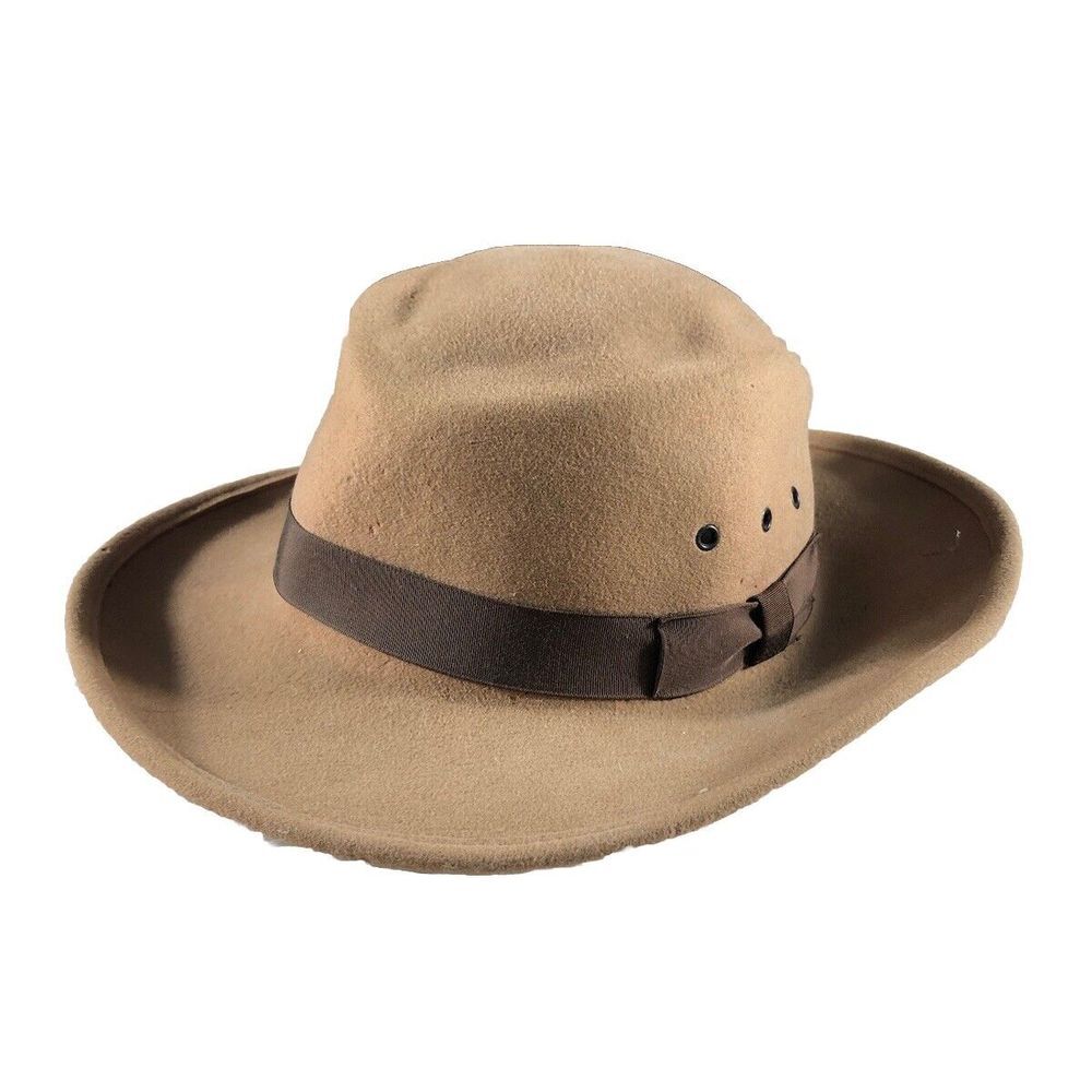 VTG JOHN BLAIR 100% Wool Driver's Fedora Stetson Hat USA | Size Small Brown